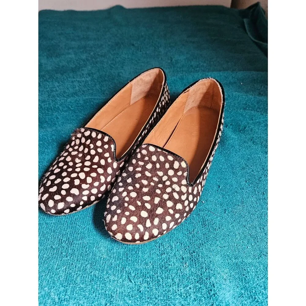 J.Crew Cora Leopard Calf Hair Flats Size 6.5 Women